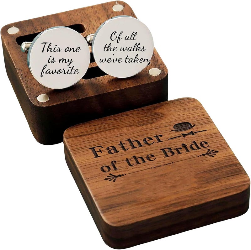 Vkooer Personalized Engraved Cuff Links Tie Clip Set Custom Engrave Phrase Wedding Cufflinks Jewelry Gift for Father Dad Of all the Walks We've taken This one is my Favorite - Image 3